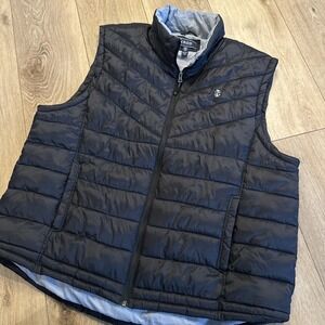 Izod Puffer Full Zip Vest Men's Size XXL Black Logo Preppy Dad Core‎ Preowned